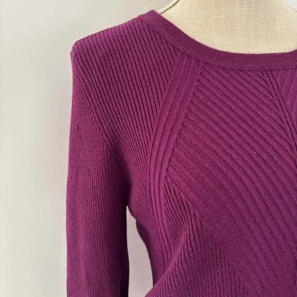 Nine West Purple Crew Neck Sweater with Long Sleeves - Picture 3 of 10